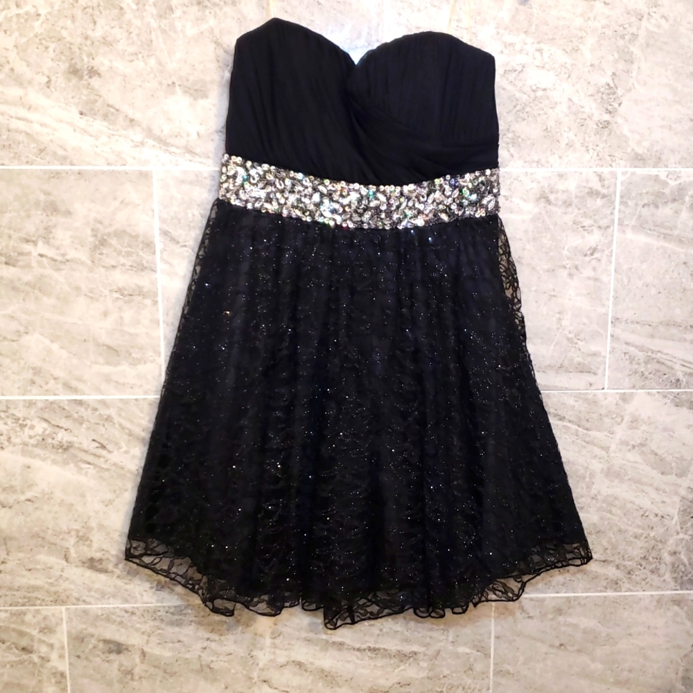 Prom Special Event Black shimmery Dress with rhinestones